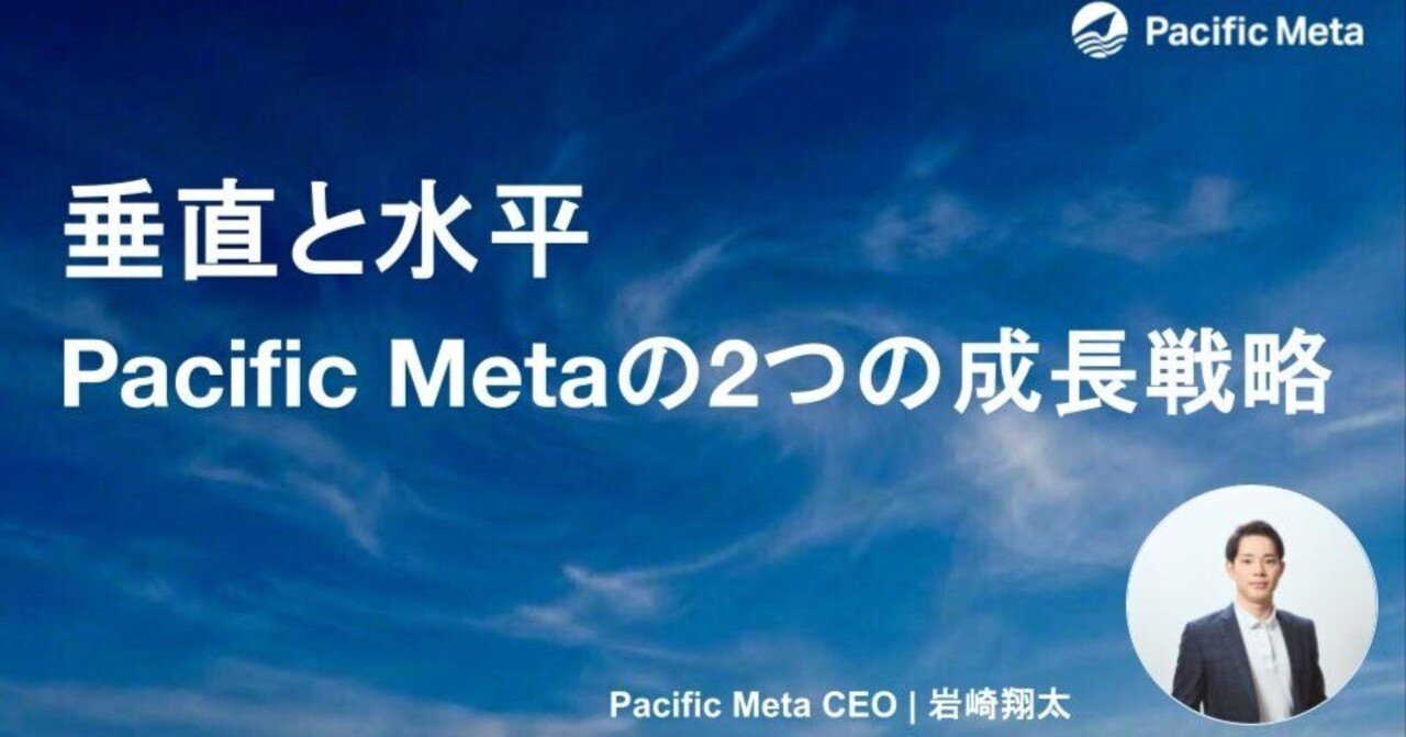 Pacific Metaが描く垂直と水平の2つの成長戦略について、事業展開の方向性と背景を記載しています。
