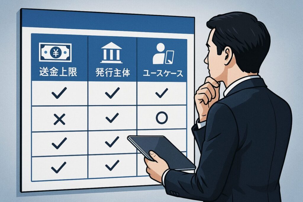 日本円ステーブルコインJPYCと他ステーブルコインの比較