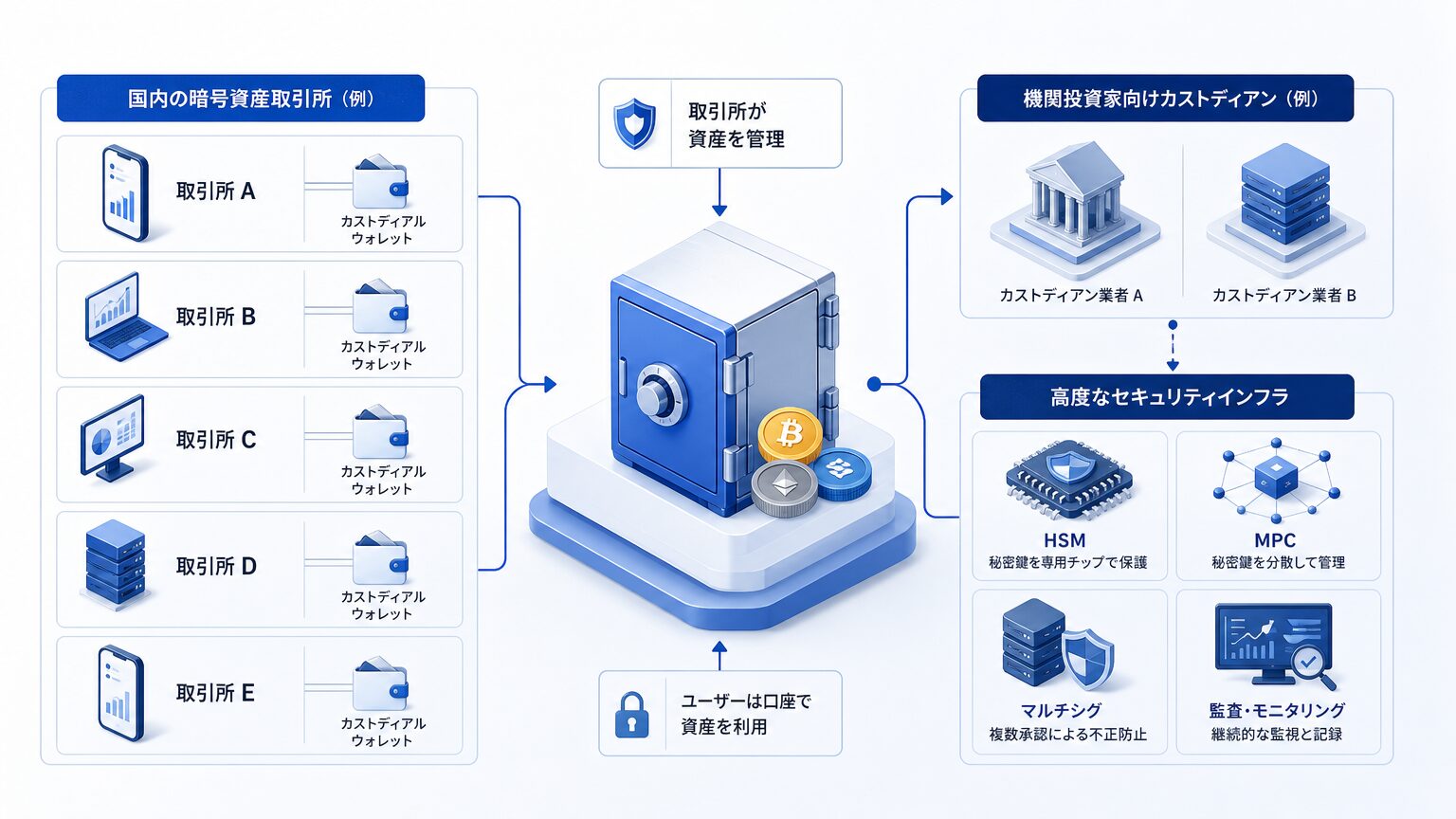 代表的なカストディアルウォレット